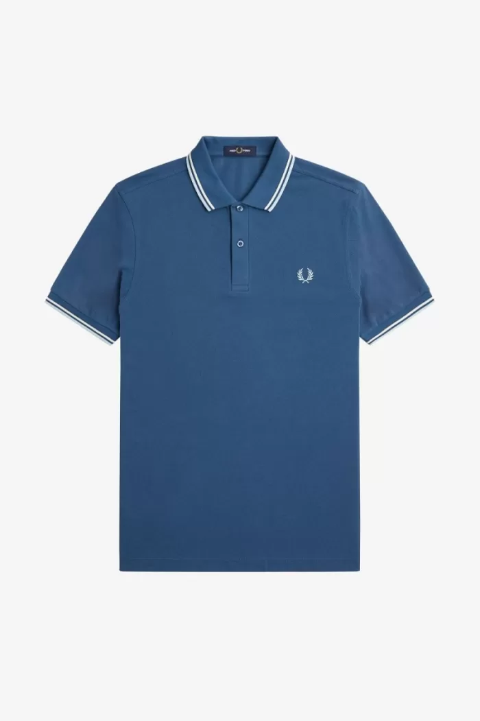 Fred Perry M3600 Men’s Shirt Midnight Blue Beige Light Aqua UFBTR4835