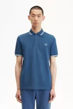 Fred Perry M3600 Men’s Shirt Midnight Blue Beige Light Aqua UFBTR4835