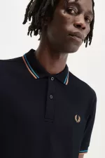 Fred Perry M3600 Men’s Shirt Navy Cyber Blue Light Rust MAQIJ9435