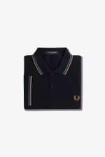 Fred Perry M3600 Men’s Shirt Navy Cyber Blue Light Rust MAQIJ9435