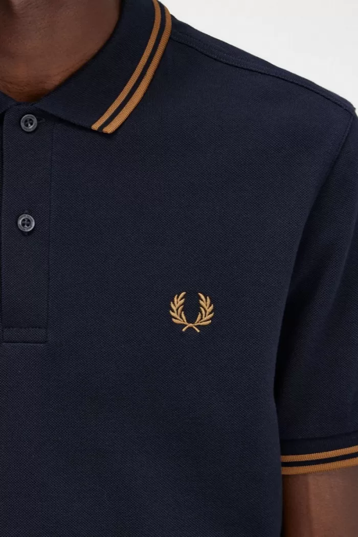 Fred Perry M3600 Men’s Shirt Navy Dark Coffee AOLNY7286