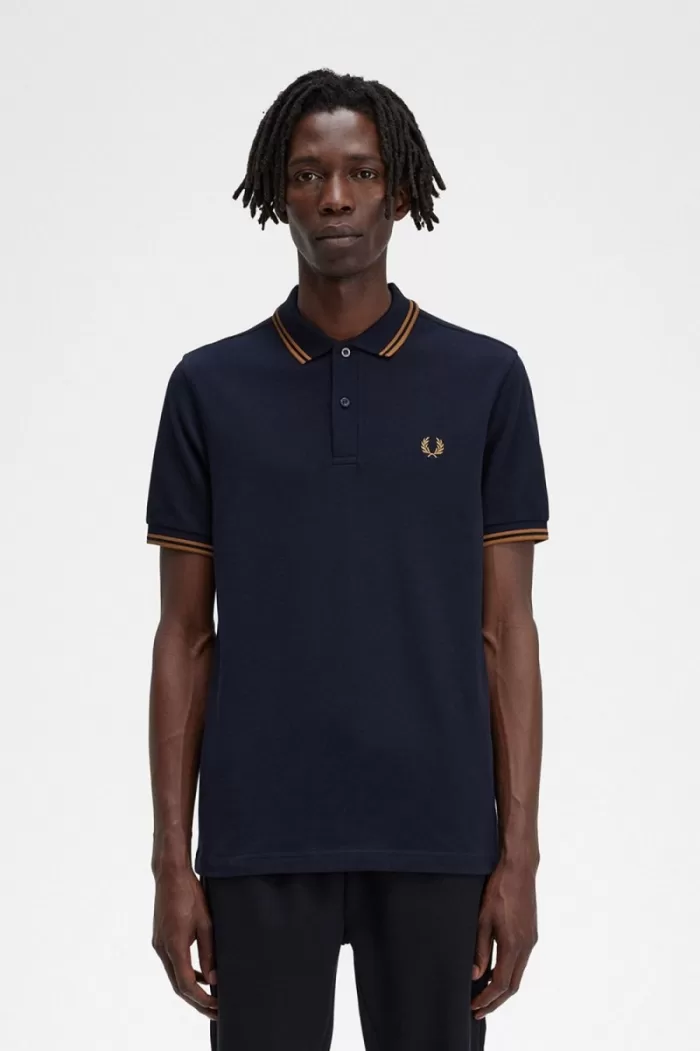 Fred Perry M3600 Men’s Shirt Navy Dark Coffee AOLNY7286