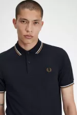 Fred Perry M3600 Men’s Shirt Navy Snow White Brown FGZAO7840