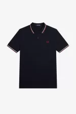 Fred Perry M3600 Men’s Shirt Navy Snow White Burnt Red PFNZE7902