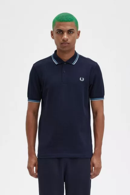 Fred Perry M3600 Men’s Shirt Navy Soft Blue Silver Blue FOZDN5063