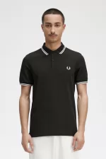 Fred Perry M3600 Men’s Shirt Night Green Snow White DBLOV9524