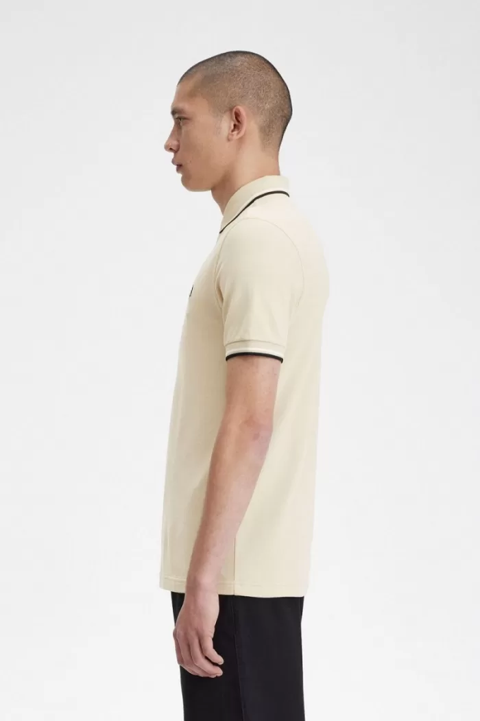 Fred Perry M3600 Men’s Shirt Oatmeal Beige Black TLUWQ6805