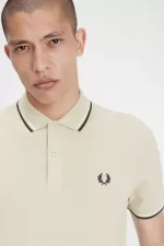 Fred Perry M3600 Men’s Shirt Oatmeal Beige Black TLUWQ6805