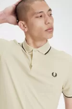 Fred Perry M3600 Men’s Shirt Oatmeal Beige Black TLUWQ6805