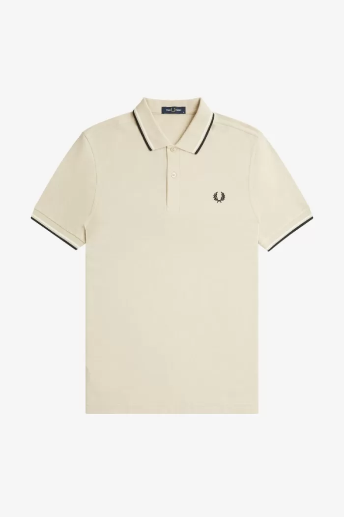 Fred Perry M3600 Men’s Shirt Oatmeal Beige Black TLUWQ6805