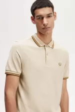 Fred Perry M3600 Men’s Shirt Oatmeal Dark Coffee Dark Coffee KNYRW8509