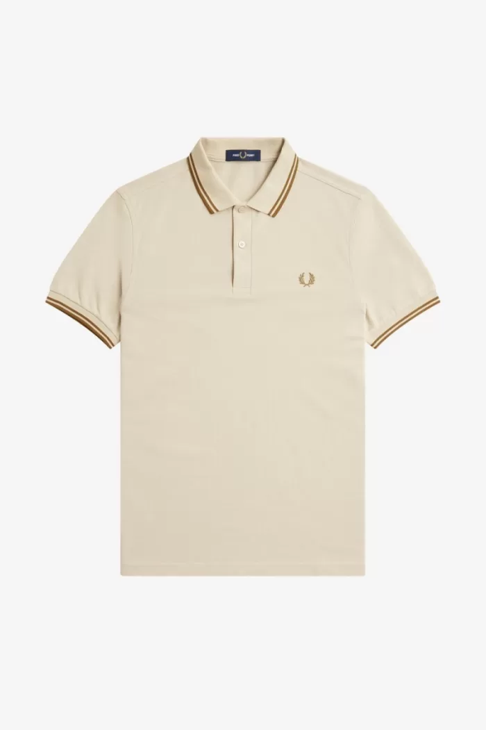 Fred Perry M3600 Men’s Shirt Oatmeal Dark Coffee Dark Coffee KNYRW8509