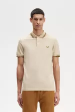 Fred Perry M3600 Men’s Shirt Oatmeal Dark Coffee Dark Coffee KNYRW8509