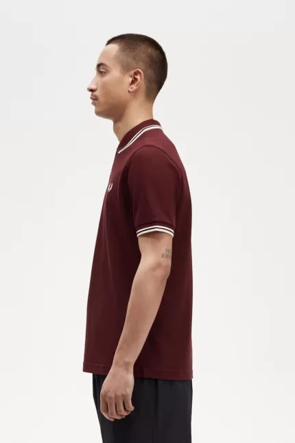 Fred Perry M3600 Men’s Shirt Oxblood Beige VOLPD9381