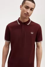 Fred Perry M3600 Men’s Shirt Oxblood Beige VOLPD9381