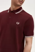 Fred Perry M3600 Men’s Shirt Oxblood Beige VOLPD9381