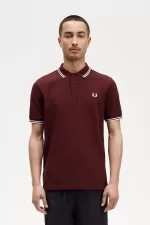 Fred Perry M3600 Men’s Shirt Oxblood Beige VOLPD9381