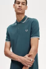 Fred Perry M3600 Men’s Shirt Petrol Blue Light Mint IKGOV1592