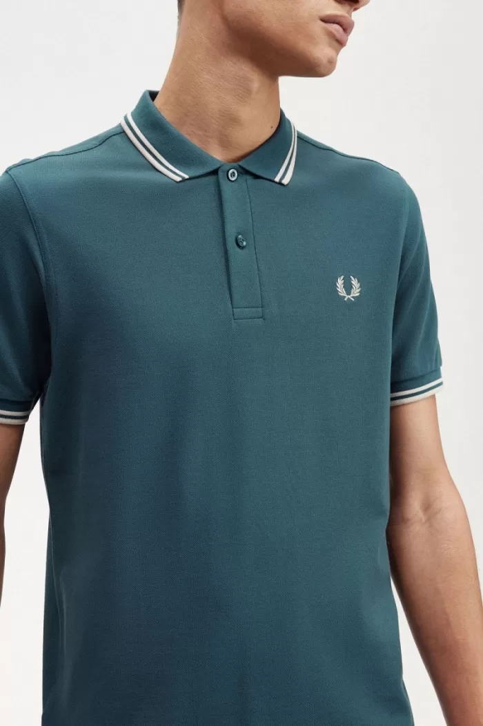 Fred Perry M3600 Men’s Shirt Petrol Blue Light Mint IKGOV1592