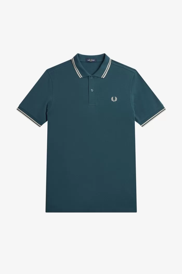 Fred Perry M3600 Men’s Shirt Petrol Blue Light Mint IKGOV1592