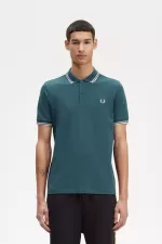 Fred Perry M3600 Men’s Shirt Petrol Blue Light Mint IKGOV1592