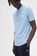 Fred Perry M3600 Men’s Shirt Sky Blue Snow White TDYCR7365