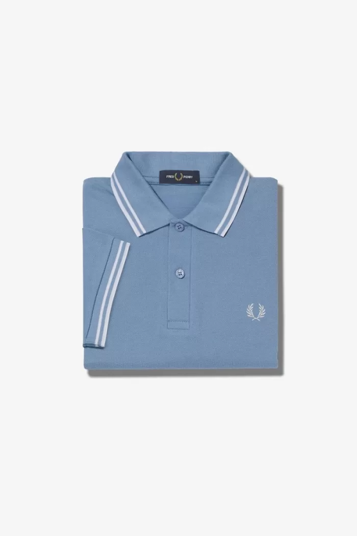 Fred Perry M3600 Men’s Shirt Sky Blue Snow White TDYCR7365