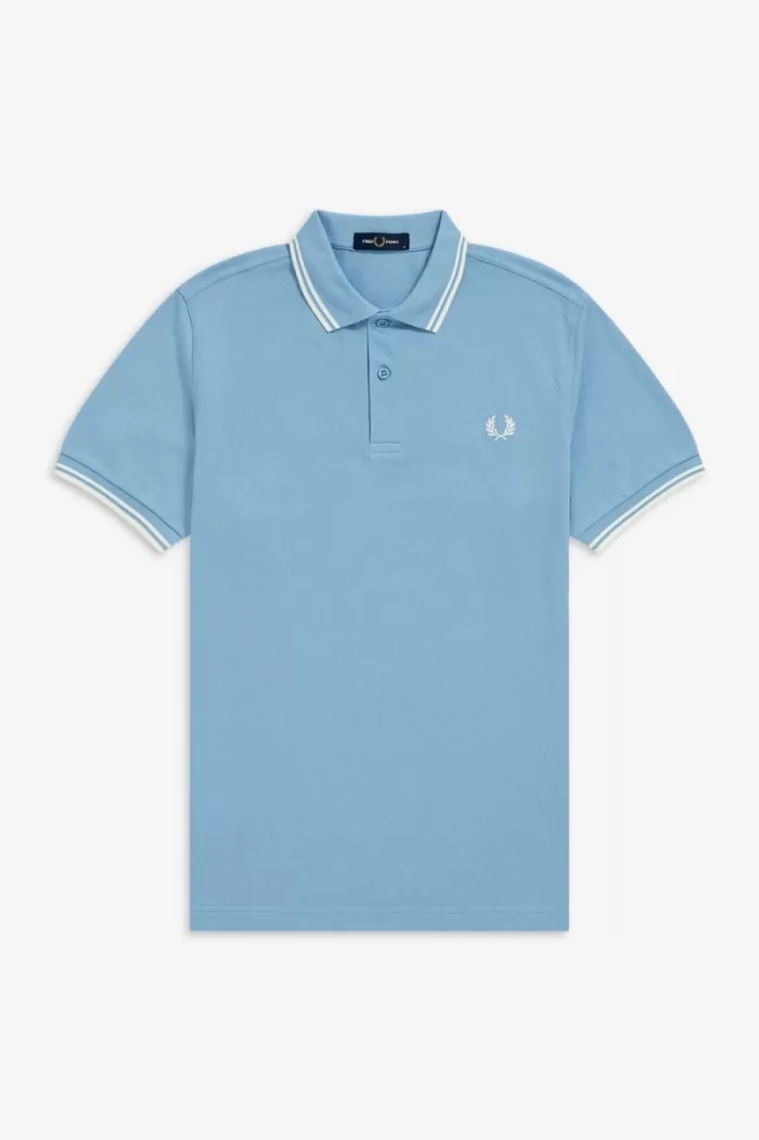 Fred Perry M3600 Men’s Shirt Sky Blue Snow White TDYCR7365