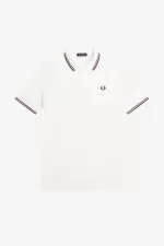 Fred Perry M3600 Men’s Shirt Snow White Burnt Red Navy NYSXV2369