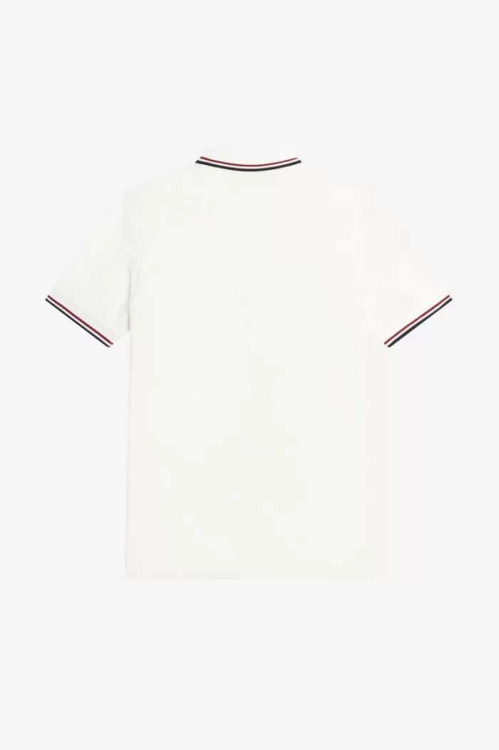 Fred Perry M3600 Men’s Shirt Snow White Burnt Red Navy NYSXV2369