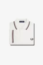 Fred Perry M3600 Men’s Shirt Snow White Deep Pink Burnt Tobacco JYPDN7698