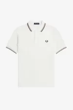 Fred Perry M3600 Men’s Shirt Snow White Deep Pink Burnt Tobacco JYPDN7698