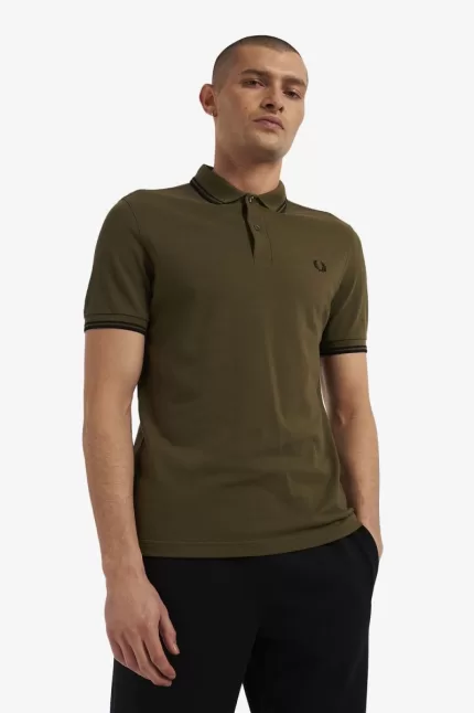 Fred Perry M3600 Men’s Shirt Uniform Green Black MJEKF9341