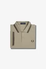 Fred Perry M3600 Men’s Shirt Warm Grey Dark Red CNORY2197