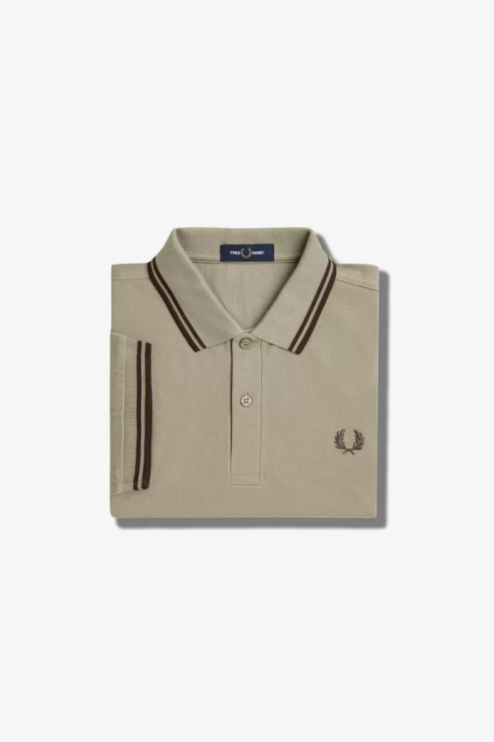 Fred Perry M3600 Men’s Shirt Warm Grey Dark Red CNORY2197