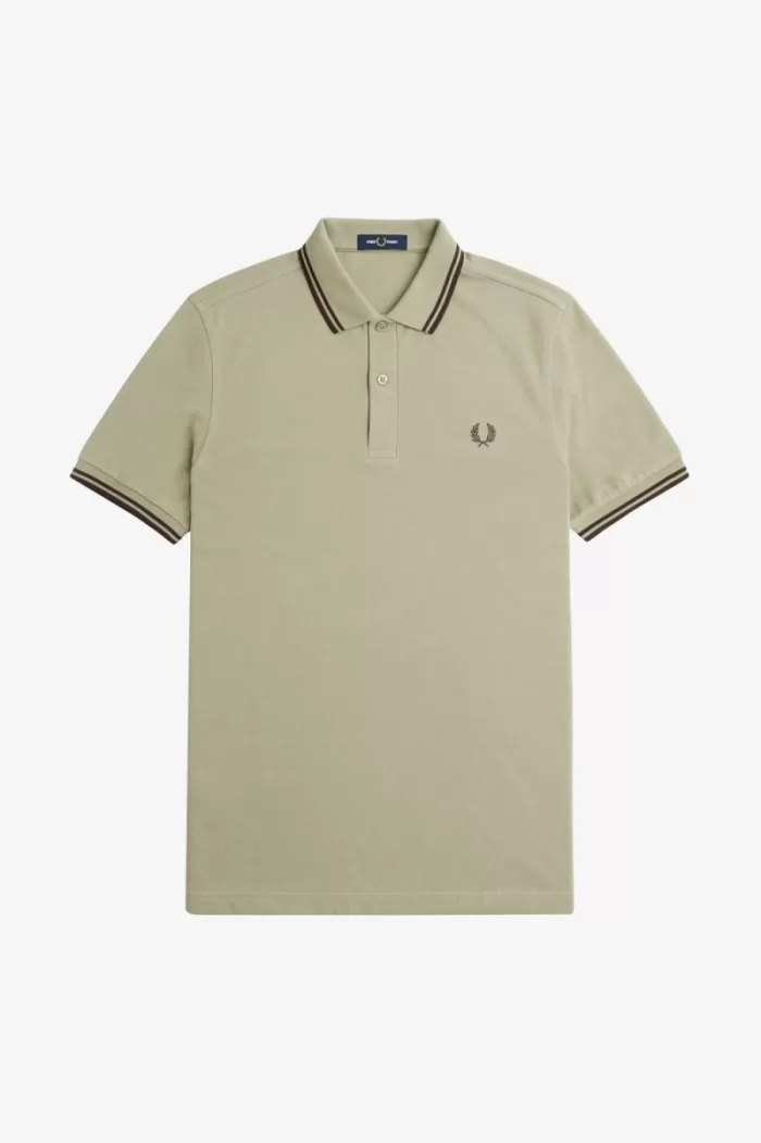 Fred Perry M3600 Men’s Shirt Warm Grey Dark Red CNORY2197