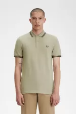 Fred Perry M3600 Men’s Shirt Warm Grey Dark Red CNORY2197