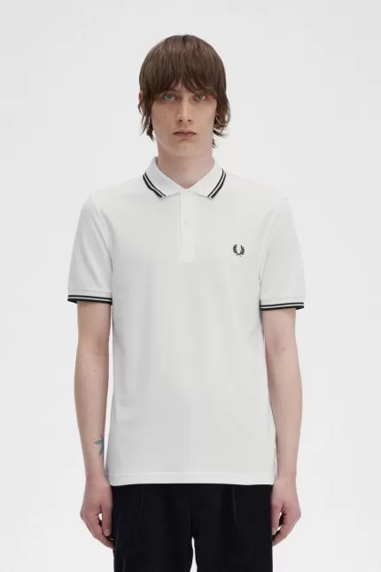 Fred Perry M3600 Men’s Shirt White Black TWZIS8915