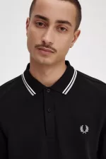 Fred Perry M3636 Men’s Shirt Black Beige Limestone QIZCF1926