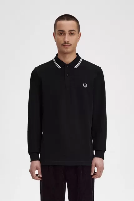 Fred Perry M3636 Men’s Shirt Black Beige Limestone QIZCF1926