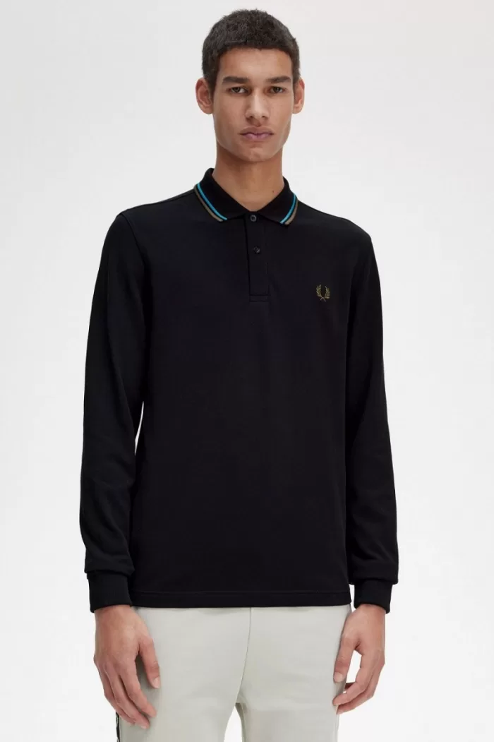 Fred Perry M3636 Men’s Shirt Black Cyber Blue Uniform Green XBTGL5167