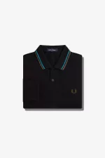 Fred Perry M3636 Men’s Shirt Black Cyber Blue Uniform Green XBTGL5167