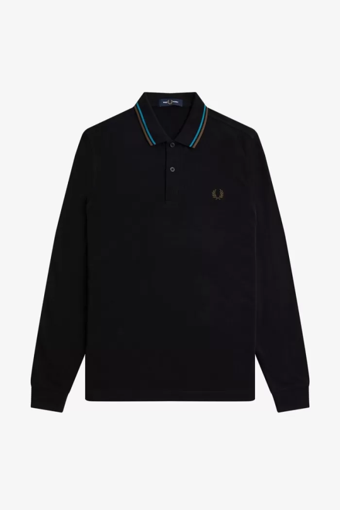 Fred Perry M3636 Men’s Shirt Black Cyber Blue Uniform Green XBTGL5167