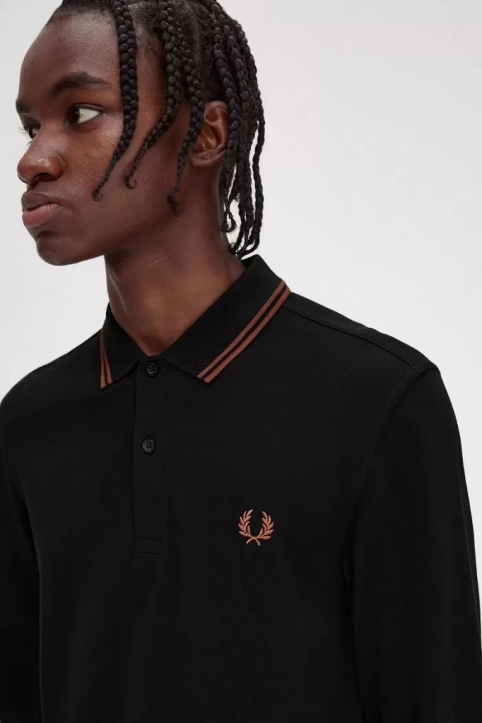 Fred Perry M3636 Men’s Shirt Black Whisky Brown XLYZM9725