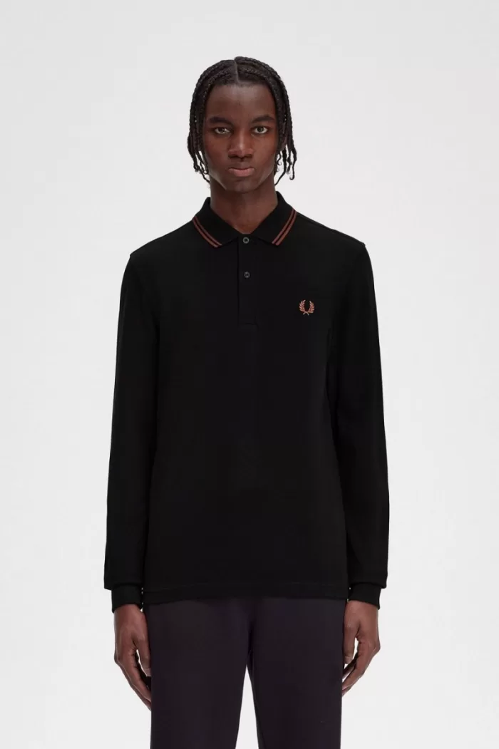 Fred Perry M3636 Men’s Shirt Black Whisky Brown XLYZM9725