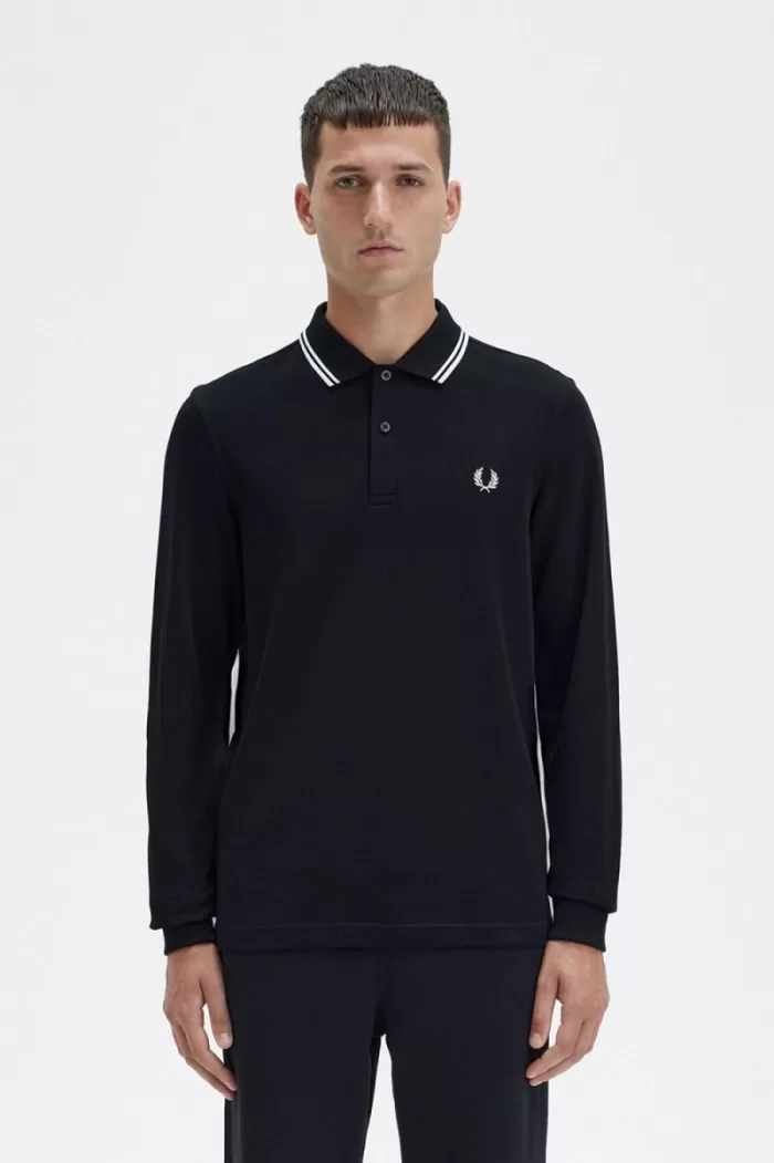 Fred Perry M3636 Men’s Shirt Black White VGDFE8492