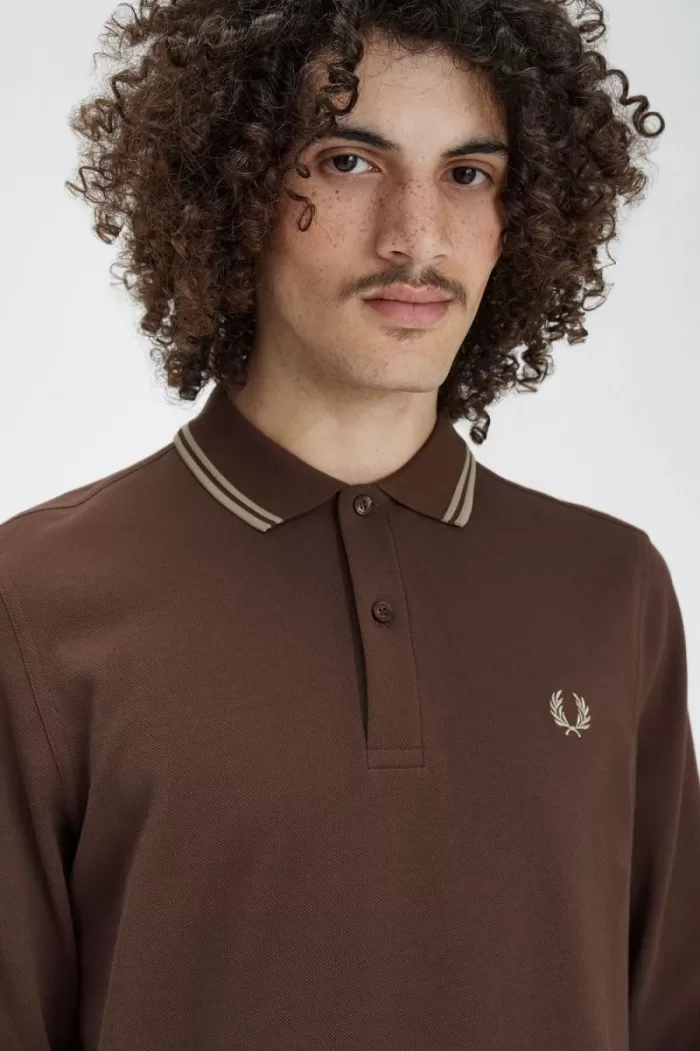 Fred Perry M3636 Men’s Shirt Dark Red Warm Grey YHMKJ2183