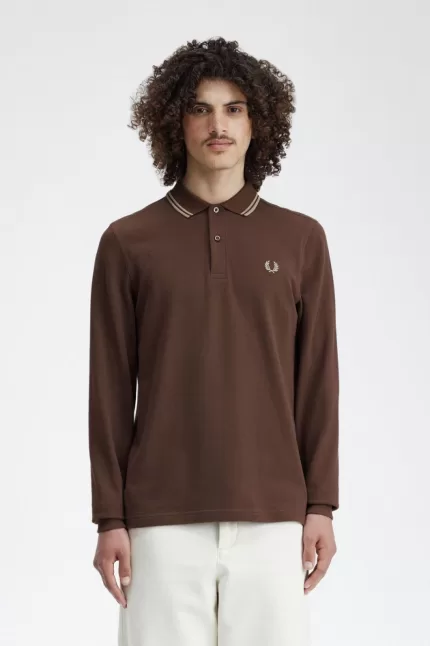 Fred Perry M3636 Men’s Shirt Dark Red Warm Grey YHMKJ2183