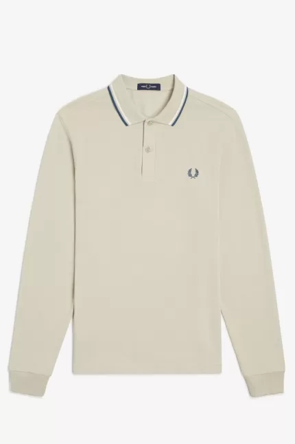 Fred Perry M3636 Men’s Shirt Light Mint Snow White Petrol Blue PGOAZ8016