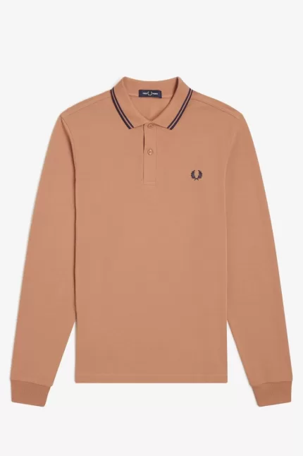 Fred Perry M3636 Men’s Shirt Light Rust French Navy JGLXP9746